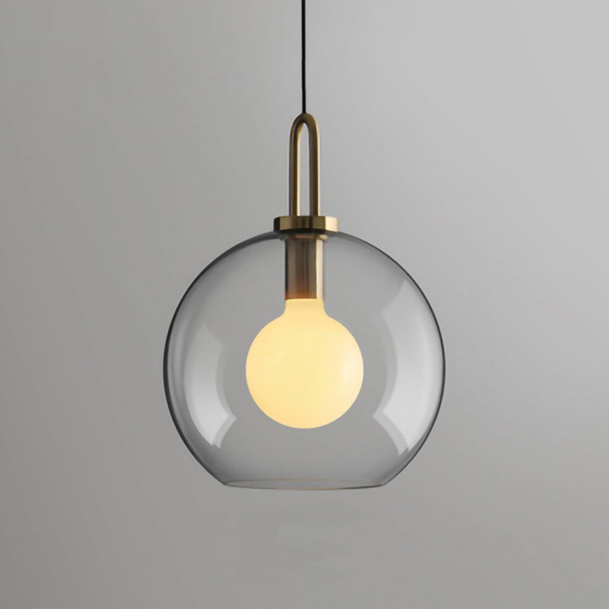 Glass Globe Hanging Light Fixture with Adjustable Cord for Dining Room Kitchen Island Bedroom Modern Minimalist Ceiling Pendant Lamp