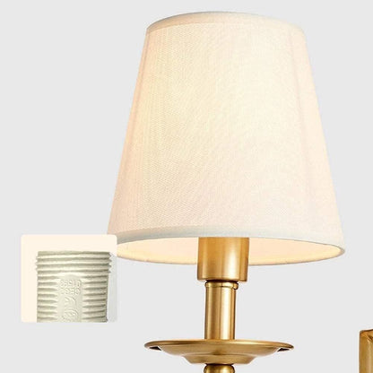 Fabric Sconce with Two Arms for Bedroom & Living Room – Brass Finish, Soft White Shades, E12/E14 Socket, Hardwired, 110-120V, Covers 54-108