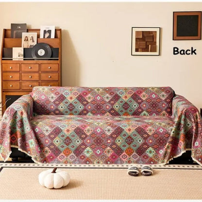 Kilim Sofa Cover - Soft Microfiber, Geometric Kilim Design