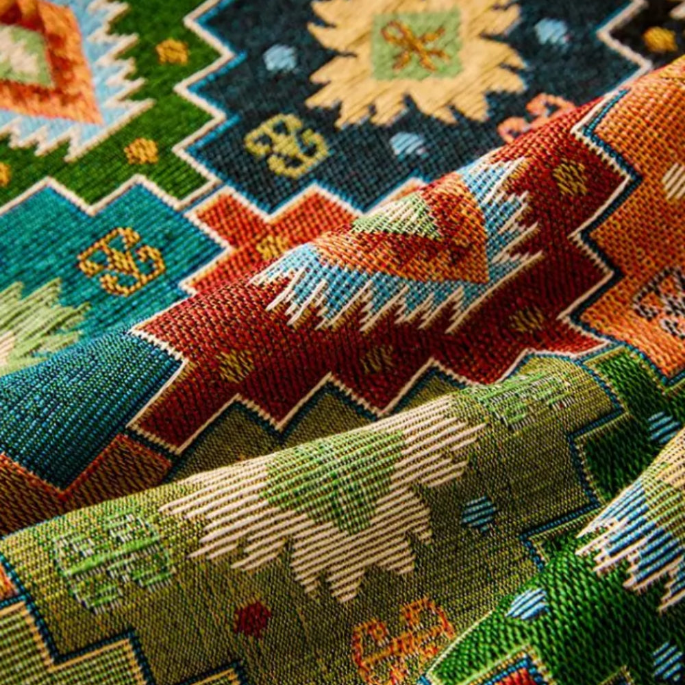 Kilim Sofa Cover - Soft Microfiber, Geometric Kilim Design