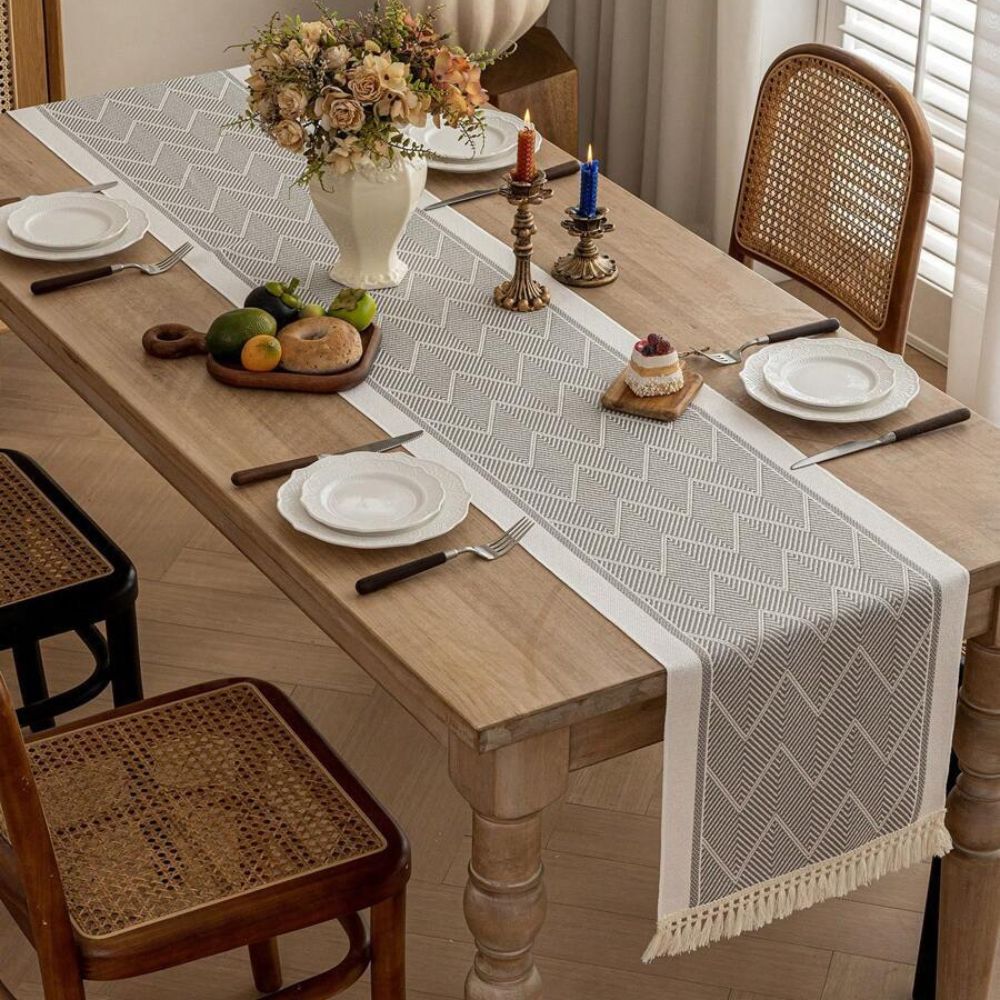 Zara Loom Table Runner - Microfiber, Geometric Zigzag