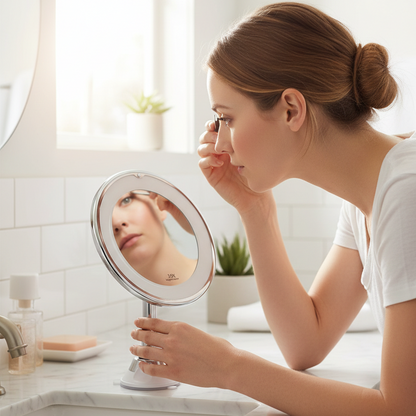 Zelyria | Vanity Mirror with LED Lights and 10x Magnification | Precision Makeup Application for Flawless Beauty