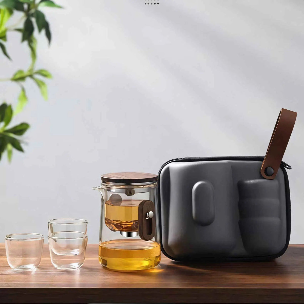 Portable Glass Tea Infuser Set with Case 11 fl oz Borosilicate Teapot Cups for Camping Hiking Travel Office Loose Leaf Brewing Kit