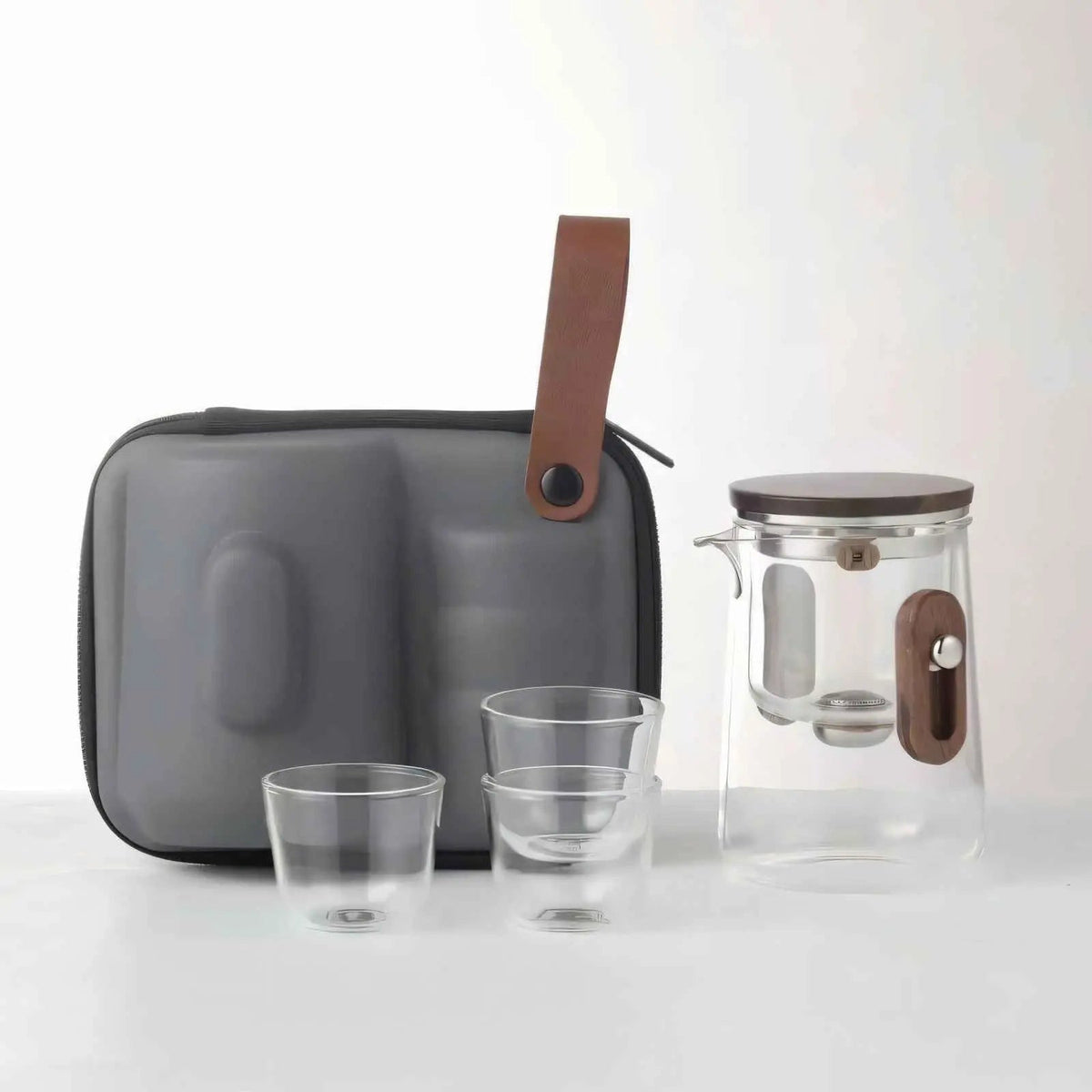 Portable Glass Tea Infuser Set with Case 11 fl oz Borosilicate Teapot Cups for Camping Hiking Travel Office Loose Leaf Brewing Kit