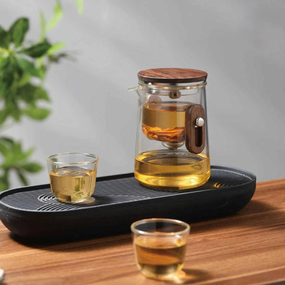 Portable Glass Tea Infuser Set with Case 11 fl oz Borosilicate Teapot Cups for Camping Hiking Travel Office Loose Leaf Brewing Kit