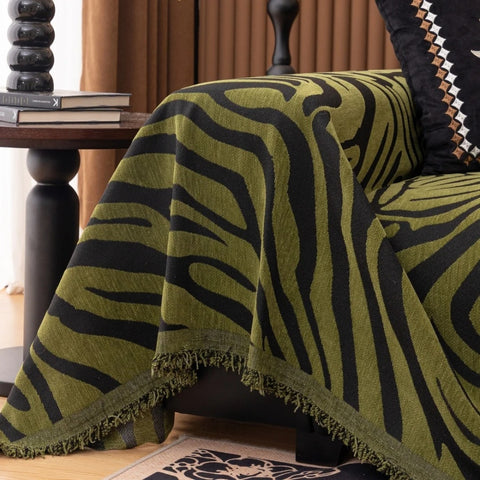 Zentara Sofa Cover - Chenille, Zebra Patterned Slipcover