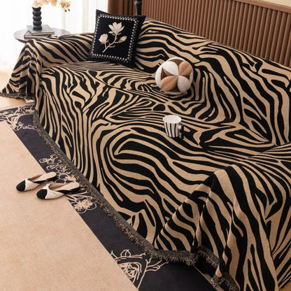 Zentara Sofa Cover - Chenille, Zebra Patterned Slipcover