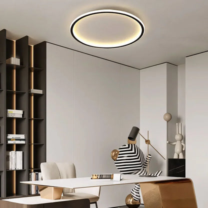 Round LED Flush Mount Ceiling Light 12in 16in 20in Metal Fixture Dimmable Color Temperature Living Room Bedroom Office Hallway