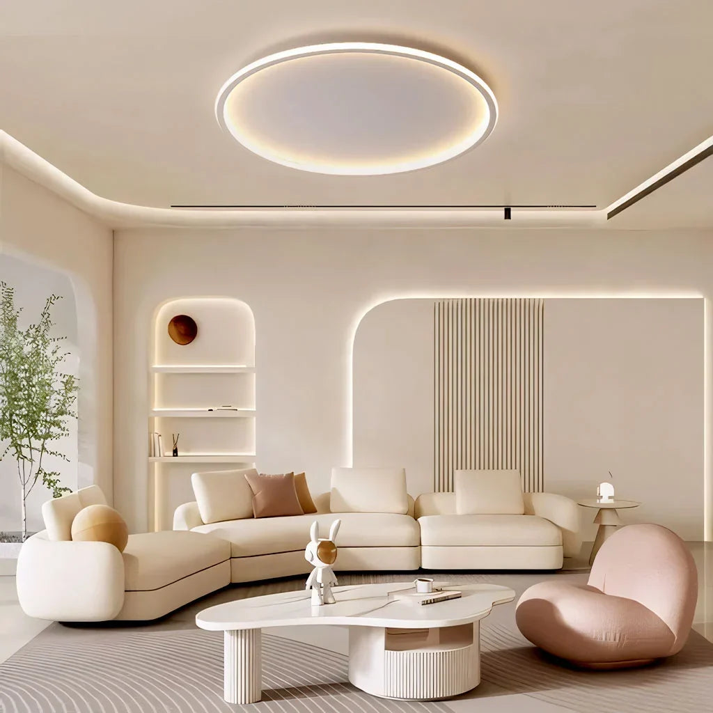 Round LED Flush Mount Ceiling Light 12in 16in 20in Metal Fixture Dimmable Color Temperature Living Room Bedroom Office Hallway