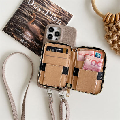 iPhone Wallet Case with Detachable Crossbody Strap & Card Holder – Hands-Free Phone Pouch for Women & Men – Vegan Leather Cover with
