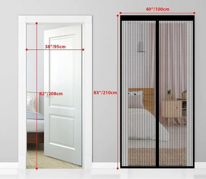Walk-Through Screen Door with Self-Closing Magnets Black Mesh 83 in x 39 in for Entryways Patios Kitchens Bug Protection