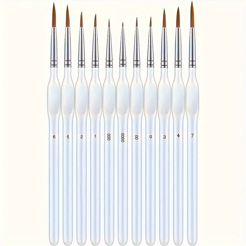 Precision Art Brushes for Scale Models 7.7 Inch Synthetic Bristle Set Wooden Handle Acrylic Oil Watercolor Craft Nail Art