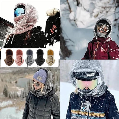 Hooded Neck Warmer Plush Adjustable Fit Windproof