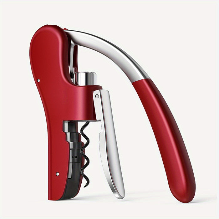 Double-Hinged Lever Wine Opener with Built-In Foil Blade for Red, White & Sparkling Bottles – Portable Bartender Tool for Kitchen, Restauran