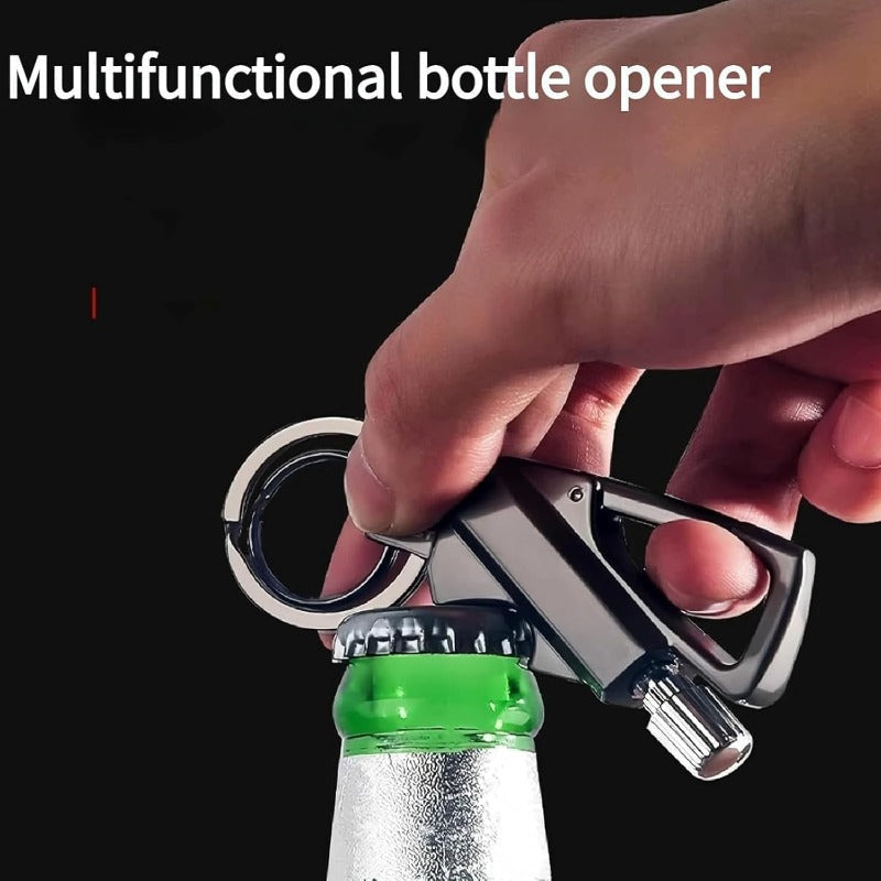Refillable Fire Starter Keychain Bottle Opener Zinc Alloy 3.5 Inches Waterproof Windproof EDC Lighter Black Silver Gold for Camping Hiking S