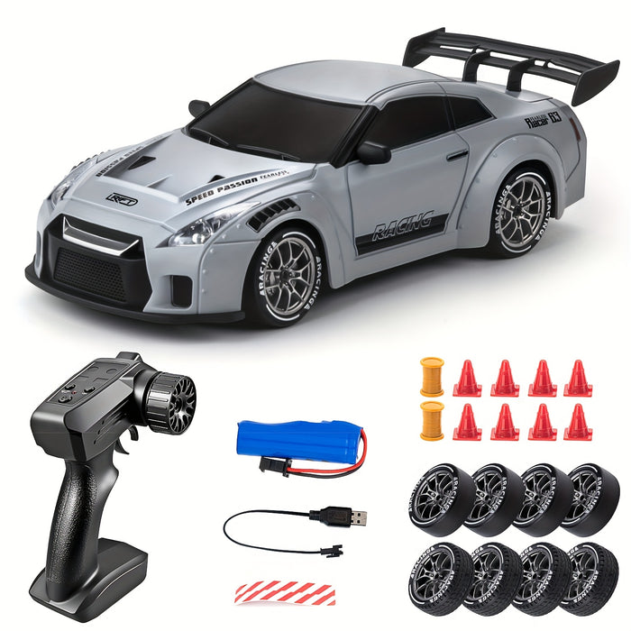 Mini Remote Control Drift Racer 4-Wheel Drive LED Glow Wheels 1:24 Scale Indoor Outdoor Track Racing Performance Car 2.4GHz Controller Recha
