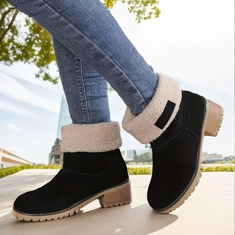 Women's Block Heel Ankle Boots with Arch Support – Lightweight Cushioned Footwear for All-Day Comfort