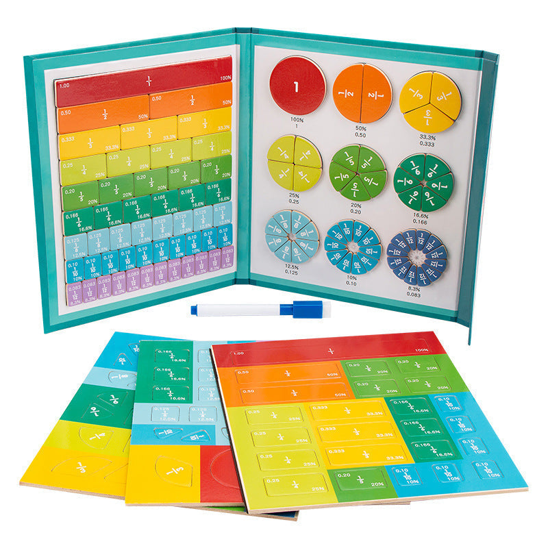 Interactive Fraction Learning Board with Magnetic Pieces for Kids Math Practice Home School Classroom Teaching Aid