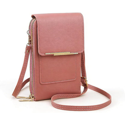 Touchscreen Crossbody Phone Wallet with RFID Blocking for Cards & Cash – Waterproof PU Leather Mini Purse Holds 6.7 in Smartphones