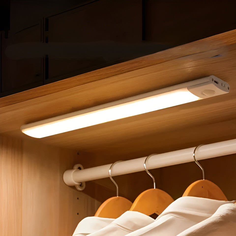 USB-C Rechargeable PIR Motion Sensor Strip Light Aluminum Cordless Under-Cabinet Closet Hallway Bedroom Stairway Lighting 12-16 Inch