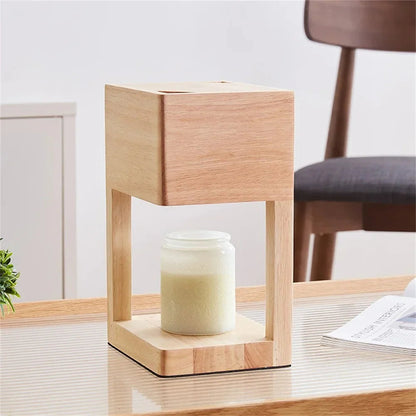 Wooden Candle Warmer Lamp 10 in Height Nightstand Accent Light for Bedroom Living Room Cozy Home Decor