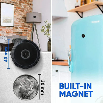 Compact WiFi Security Camera 1080P HD Night Vision Motion Detection Magnetic Mount Two-Way Audio Wireless Indoor Outdoor Home Monitor