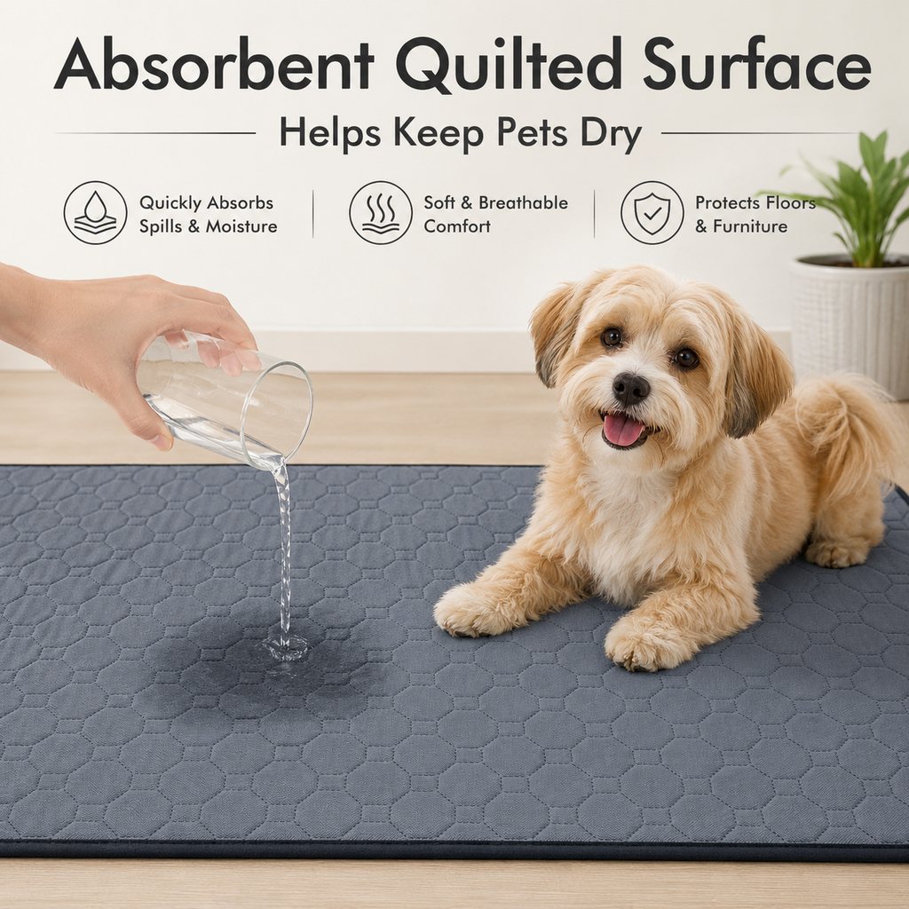 Ortekor Reusable Washable Pet Pee Pad for Cats & Dogs - Absorbent Non-Slip Floor Mat for Indoor Potty Training, Playpens & Crates