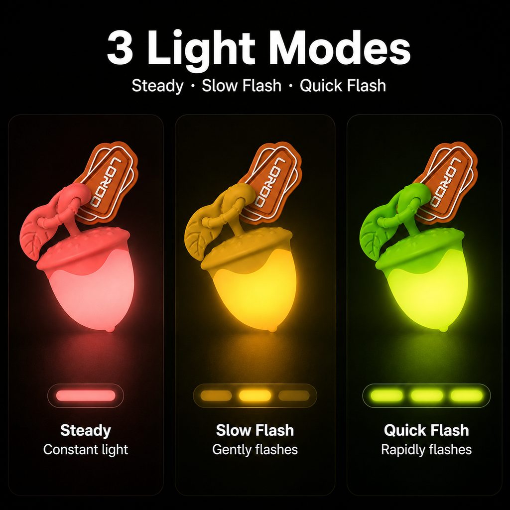 Ortekor AcornGlow USB-C Rechargeable Pet Safety Light for Night Walks - Clip-On Acorn LED Charm for Collars, Harnesses & Leashes to Help Dogs Stay Visible After Dark