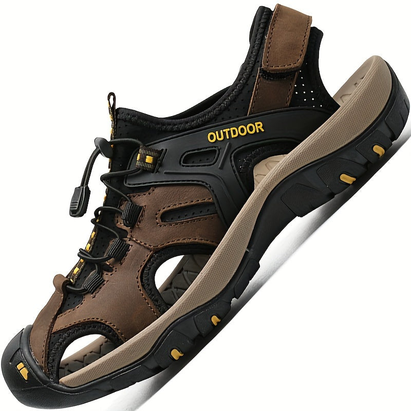 Men's Closed-Toe Sport Sandals with Elastic Strap – Breathable Rubber Sole Outdoor Footwear for Hiking & Summer