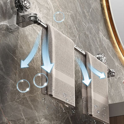 Rotating Wall-Mount Towel Bar with Suction Cup – No Drilling Needed, Adjustable Length for Small & Large Bathrooms