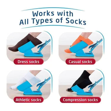 Assistive Sock Aid Tool with Extended Handle for Seniors, Pregnancy, Recovery & Limited Mobility | Fits All Hosiery Types | Foldable