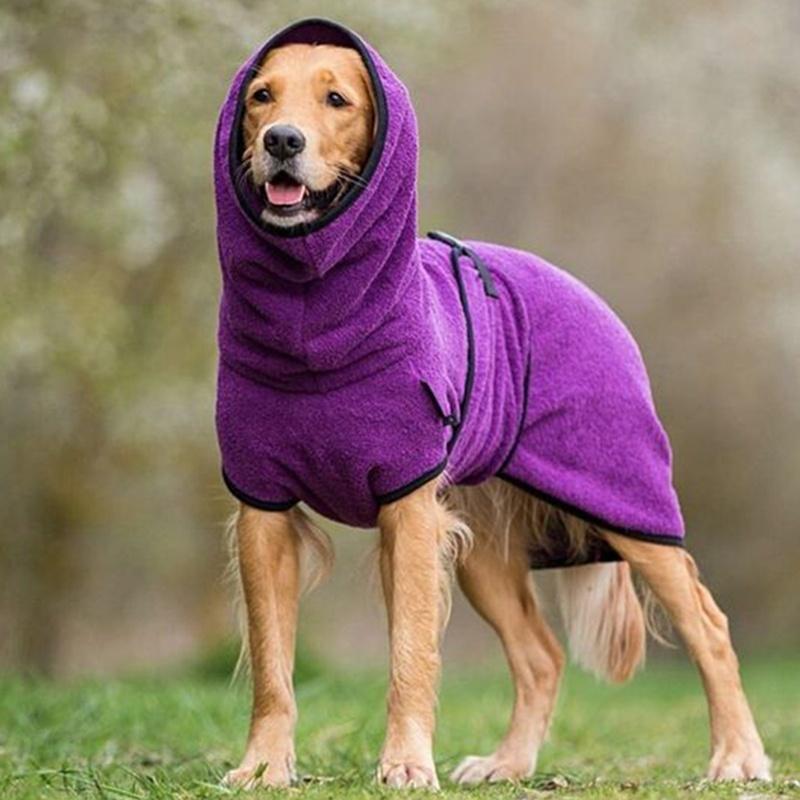 Microfiber Dog Bathrobe with Adjustable Buckle & Neck – Quick-Dry Towel Robe for Cats & Dogs, All Sizes – Machine Washable Pet Drying Coat