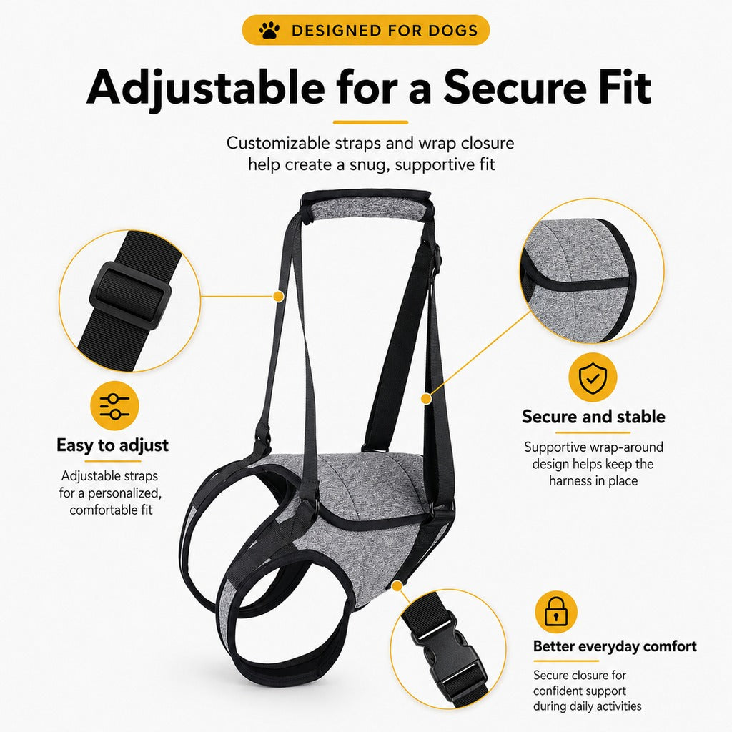 Ortekor Dog Rear Support Harness for Stairs, Walks & Car Rides - Mobility Lift Sling for Senior Dogs with Weak Hind Legs