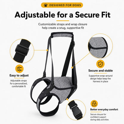 Ortekor Dog Rear Support Harness for Stairs, Walks & Car Rides - Mobility Lift Sling for Senior Dogs with Weak Hind Legs