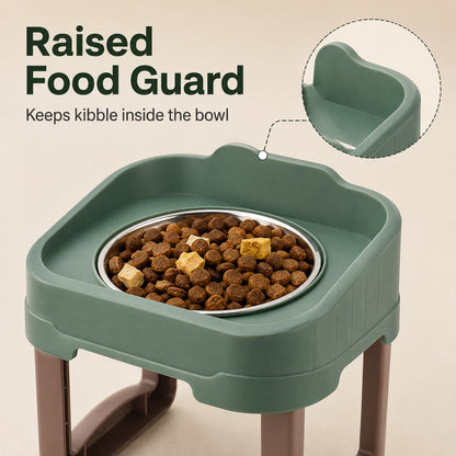 Ortekor Adjustable Elevated Slow Feeder Pet Bowl for Cats & Small Dogs - Less Mess, Slower Meals & Easy Cleaning
