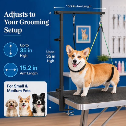 Ortekor Clamp-On Pet Grooming Arm for Bathing & Trimming, Foldable Dual Support Holder for Small & Medium Dogs