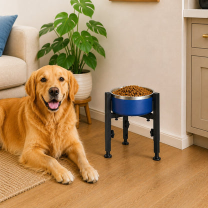 Ortekor Adjustable Raised Dog Bowl Stand for Home Feeding - No-Bend Metal Pet Bowl Holder for Cleaner, More Comfortable Meals