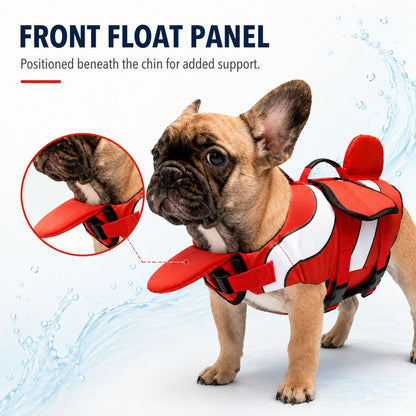 Ortekor French Bulldog Life Jacket for Pool, Beach & Boating - Adjustable Flotation Vest with Chin Support & Grab Handle