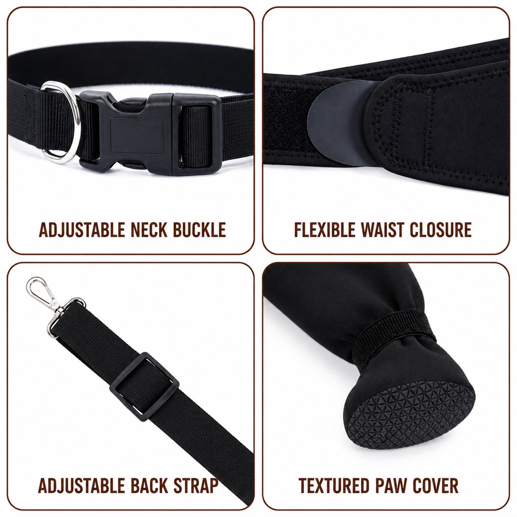 Ortekor Adjustable Dog Rear Leg Recovery Sleeve with Paw Cover - Helps Limit Licking During Post-Surgery Rest