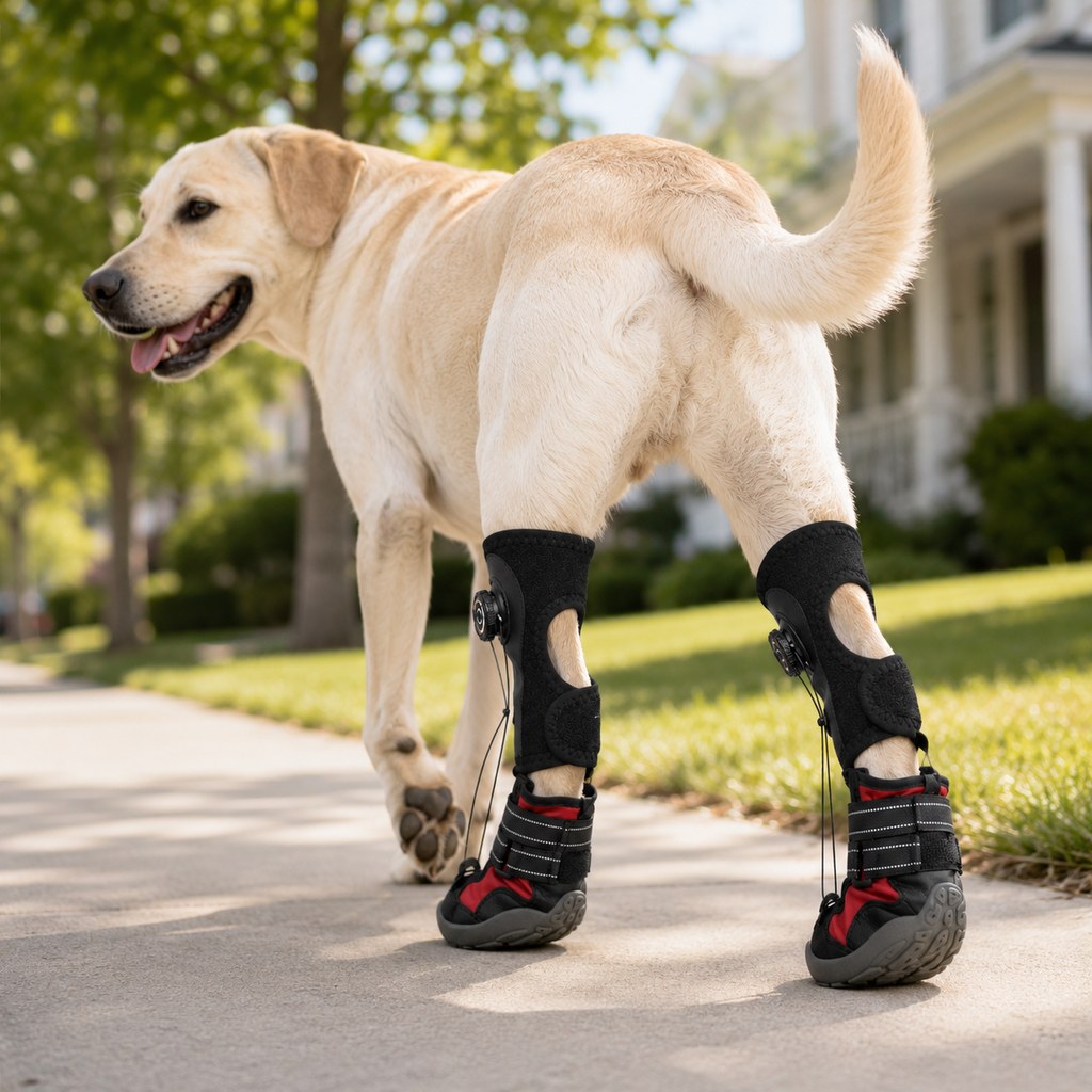 Ortekor Adjustable Tension-Dial Dog Paw-Lift Support Boots – For Indoor Floors & Outdoor Walks, Paw Dragging & Scuffing Support