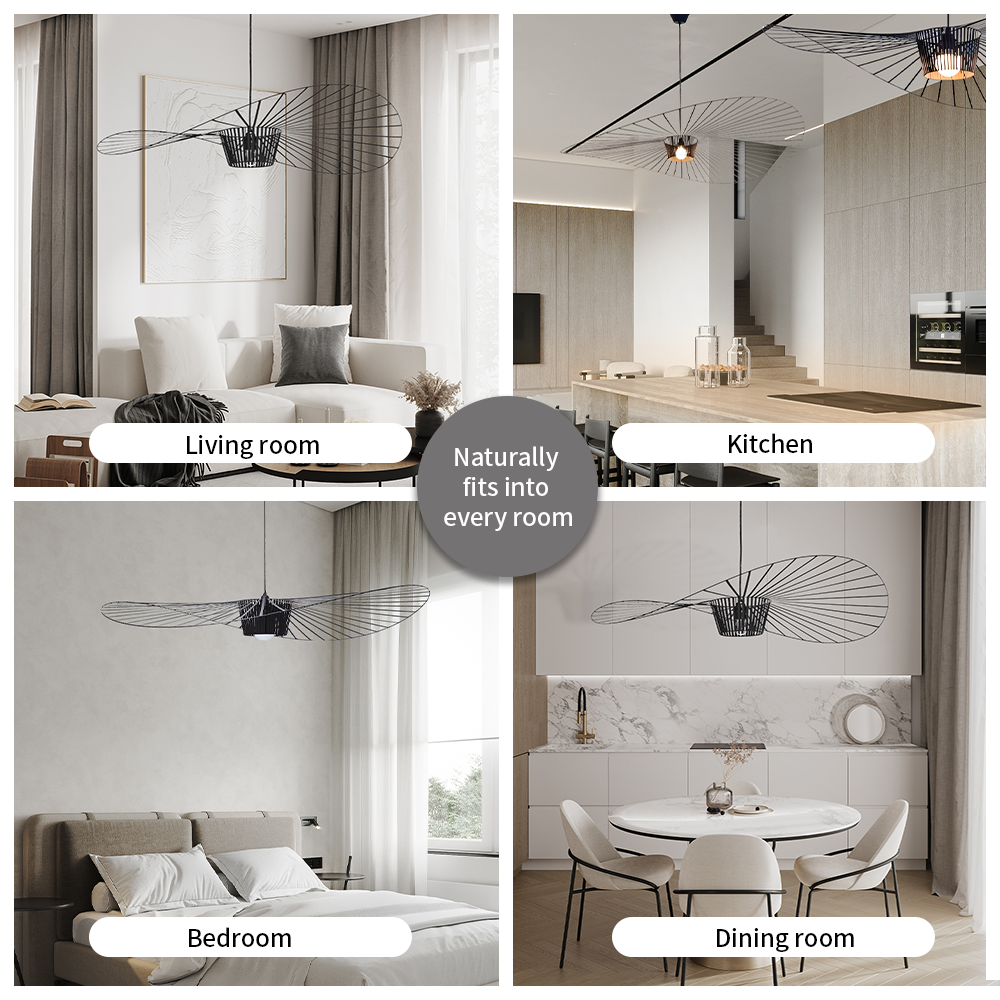 Sculptural Suspended Fixture with Adjustable Drop 59 in Diameter for Dining Tables & Open Floor Plans Kitchen Islands Modern Statement Overh