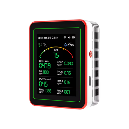 15-in-1 Indoor Air Quality Monitor with WiFi – Real-Time CO2, VOC, Formaldehyde & PM2.5 Detector for Home, Office & Smart Automation
