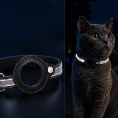 Ortekor AirTag-Compatible Reflective Pet Tracking Collar for Cats & Small Dogs - Secure Holder for Outdoor Adventures & Night Visibility