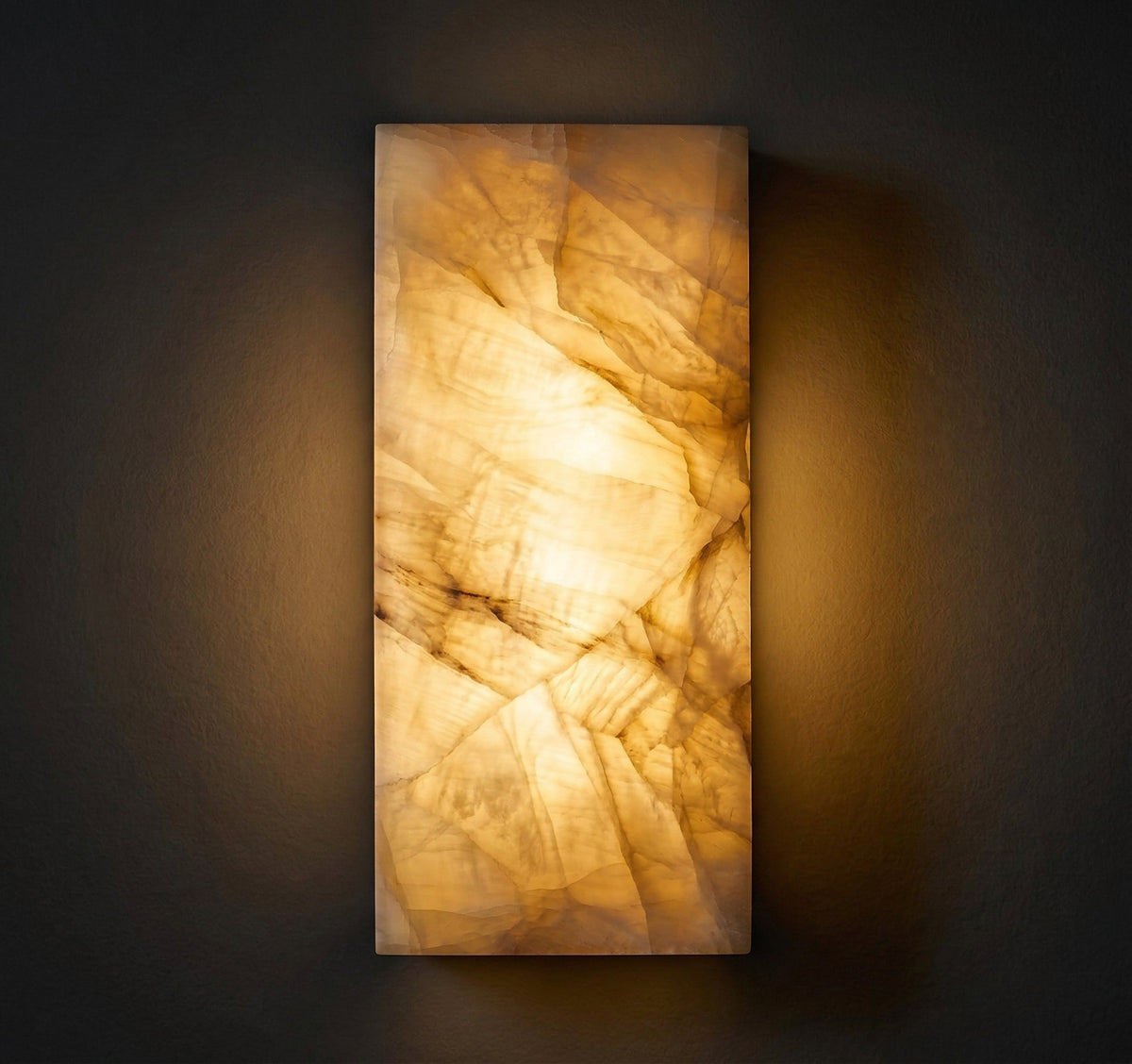 Natural Stone Sconce Waterproof Indoor Outdoor Brass Finish Vertical Warm White Wet Location Bathroom Hallway Entryway Patio Bedroom Covered