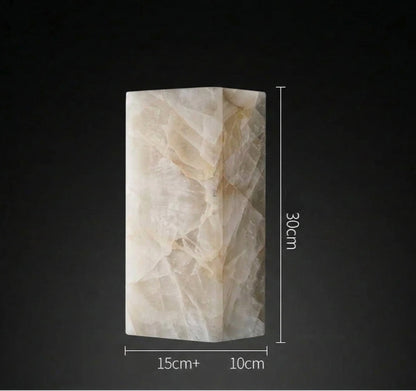 Natural Stone Sconce Waterproof Indoor Outdoor Brass Finish Vertical Warm White Wet Location Bathroom Hallway Entryway Patio Bedroom Covered