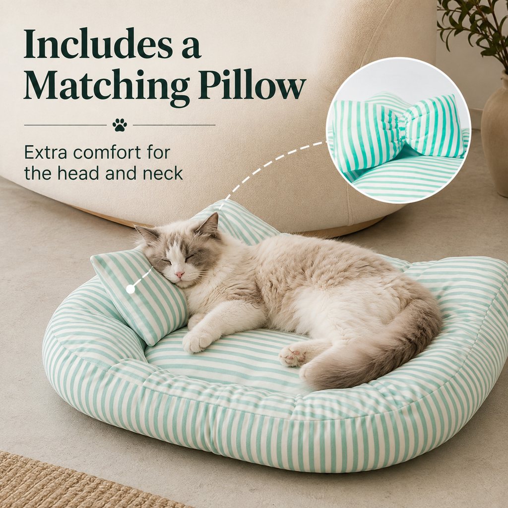 Ortekor All-Season Bolster Pet Bed with Pillow for Cats & Small Dogs - Soft Raised-Edge Support for Indoor Naps