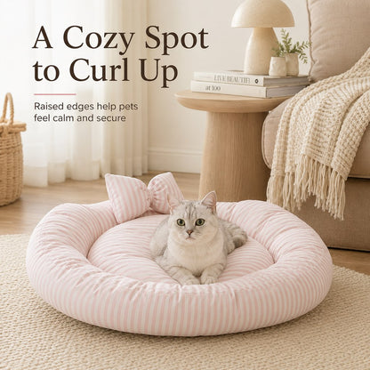 Ortekor All-Season Bolster Pet Bed with Pillow for Cats & Small Dogs - Soft Raised-Edge Support for Indoor Naps