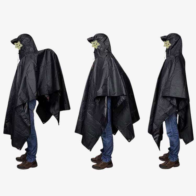 Packable Rain Poncho for Hiking, Camping & Emergency Outdoor Use - Lightweight Waterproof Cover with Hood - Fits Over Backpacks - One Size