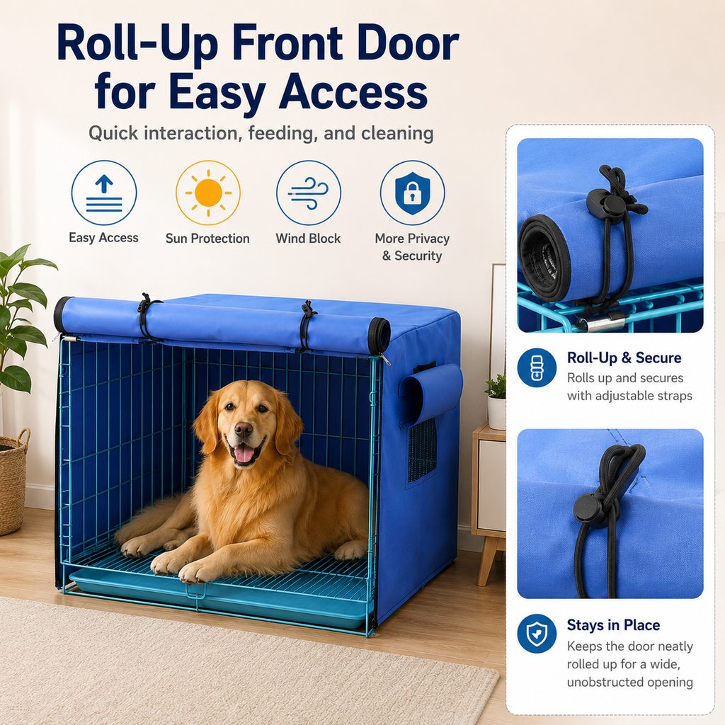 Ortekor All-Weather Dog Crate Cover for Home, Patio & Camping - Privacy, Wind & Light Rain Protection