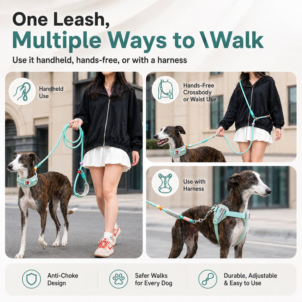 Ortekor Anti-Choke Dog Leash for Everyday Walks - Padded Neck Protection & Better Control for Pullers